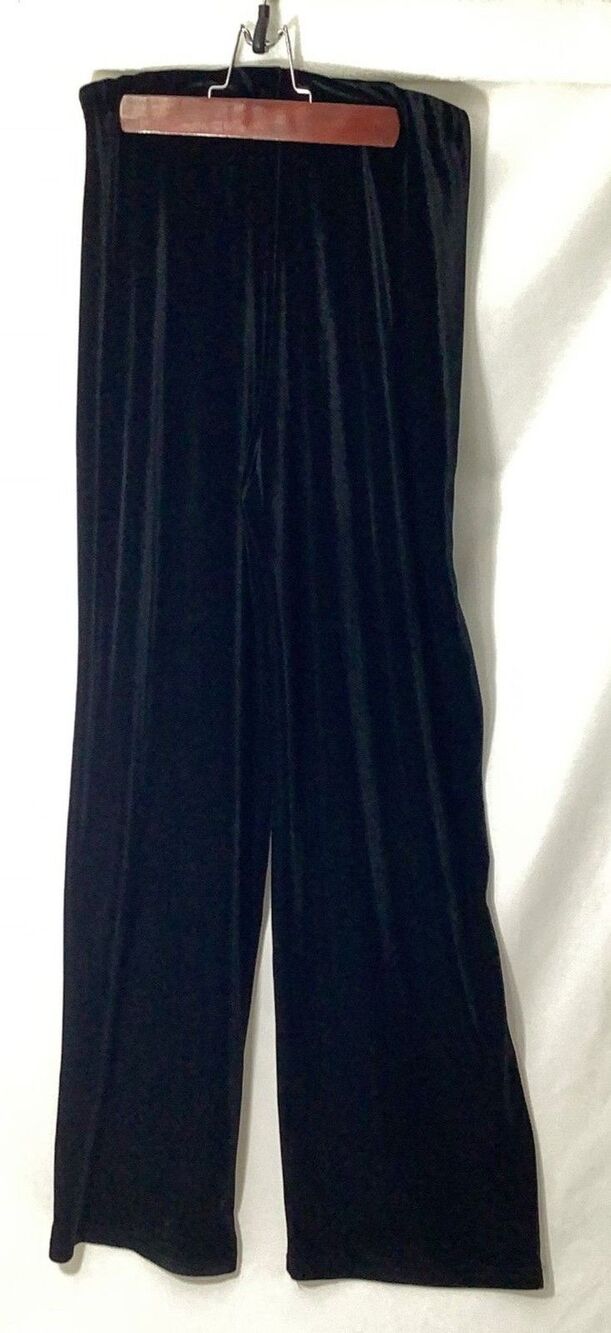 Vintage Womens S Black Stretch Waist 25 Velvety Feel Wide Pants 90s Evening Flar